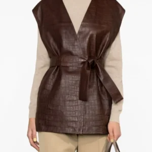 Wilson's Brown Belted Leather Vest