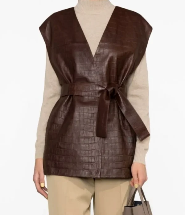 Wilson's Brown Belted Leather Vest