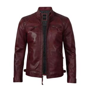 Men’s Cognac Burgundy Leather Jacket