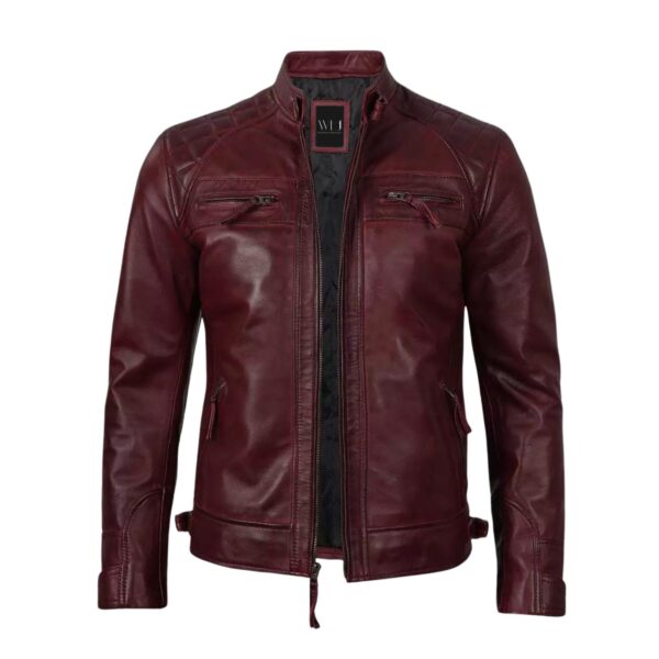Men’s Cognac Burgundy Leather Jacket