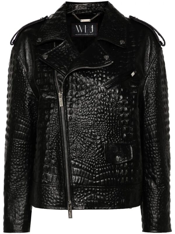 Black Biker Jacket - 100% Pure Crocodile Leather