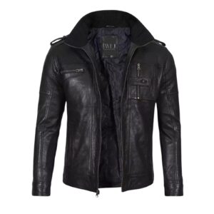 Men’s Distressed Black Racer Leather Jacket