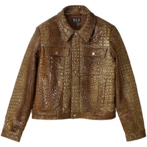 Brown Leather Jacket - 100 % Pure Crocodile Leather