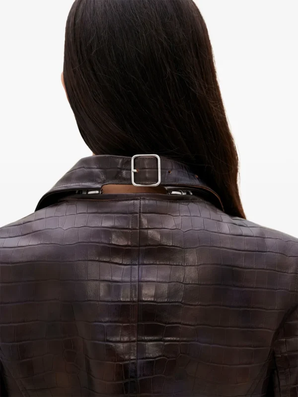 Brown Biker Jacket - 100% pure crocodile Leather - Image 3