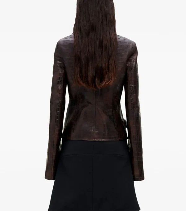 Brown Biker Jacket - 100% pure crocodile Leather - Image 4