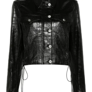 Black Leather Jacket - 100% Pure Crocodile Leather