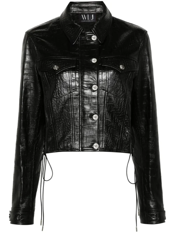 Black Leather Jacket - 100% Pure Crocodile Leather