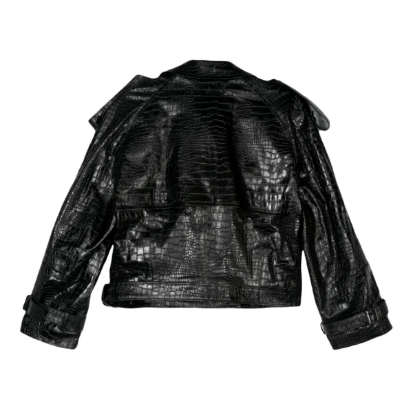 Black Crocodile Biker Jacket - Image 2