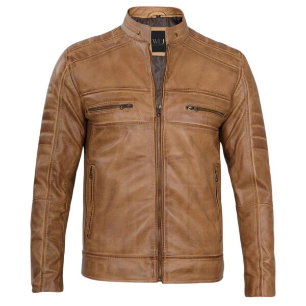 Camel Brown Leather Jackets - Image 2