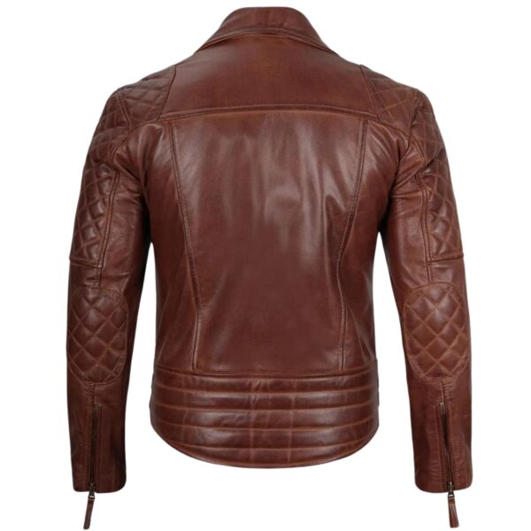 Vintage Brown Biker Leather Jacket - Image 4