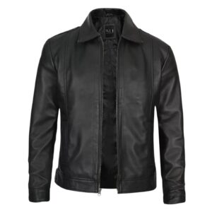 Wilson's Shirt Collar Vintage Black Leather Jacket