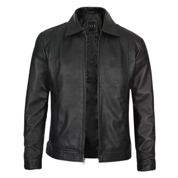 Wilson's Shirt Collar Vintage Black Leather Jacket