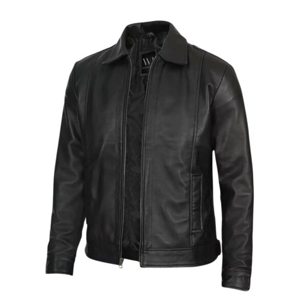 Wilson's Shirt Collar Vintage Black Leather Jacket - Image 2