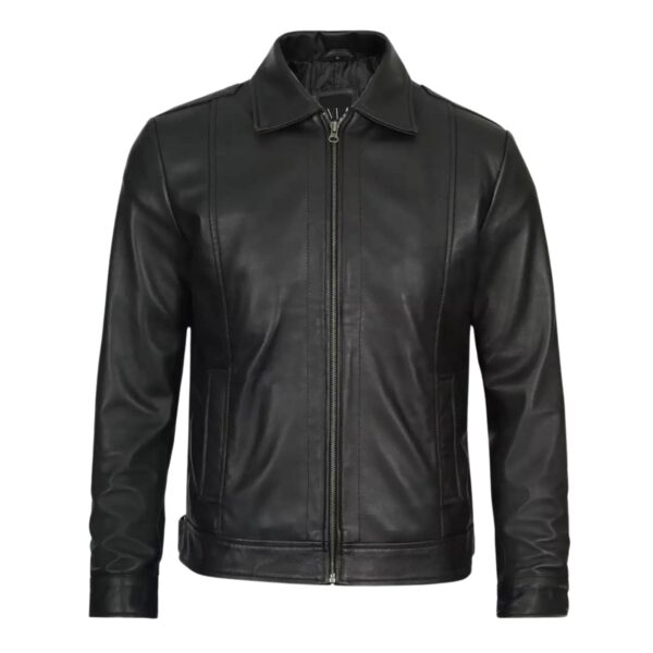 Wilson's Shirt Collar Vintage Black Leather Jacket - Image 3