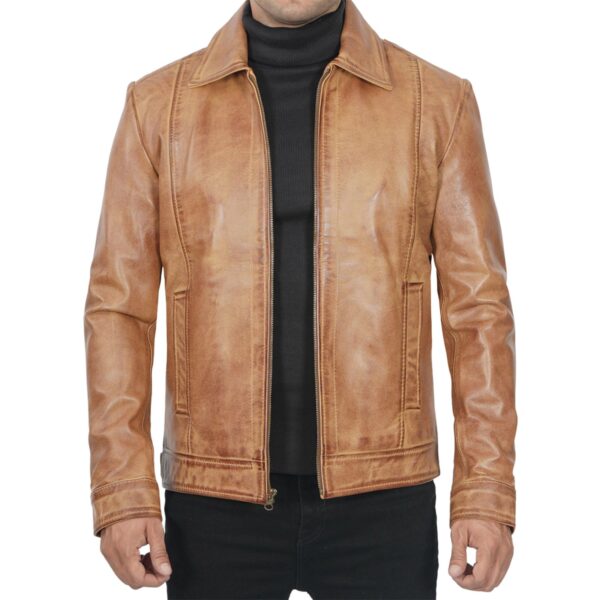 Harrington Vintage Finishing Leather Jacket By Wilson