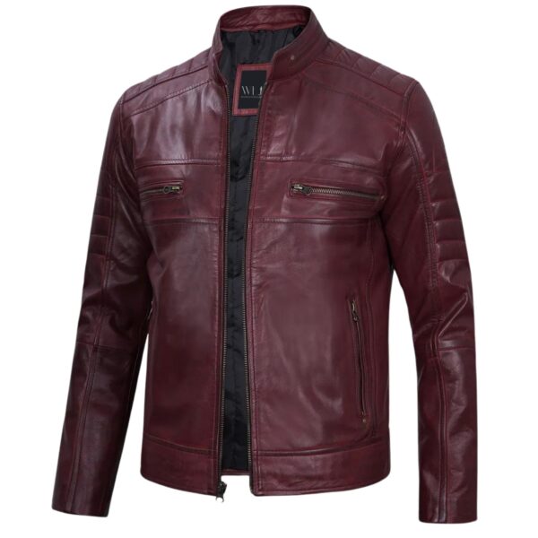 Wilson's Handcrafted Café Racer – Maroon Real Leather - Image 2
