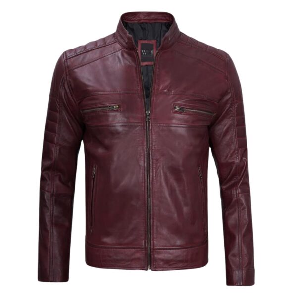 Wilson's Handcrafted Café Racer – Maroon Real Leather - Image 3