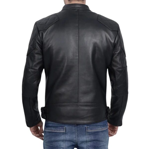 Wilson's Men’s Black Band Collar Leather Jacket - Image 4