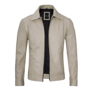 Men’s Beige Real Leather Jacket