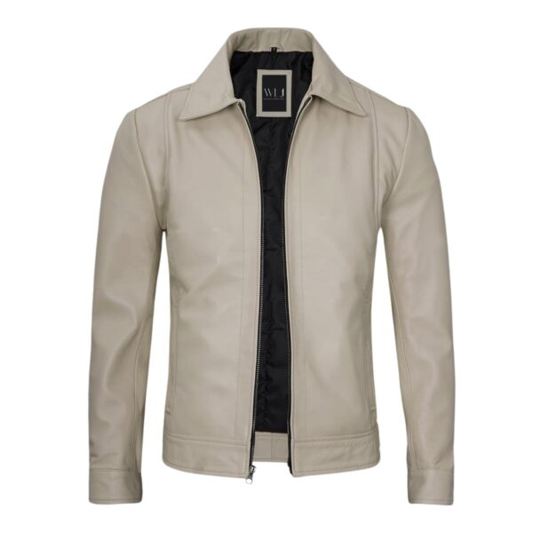 Men’s Beige Real Leather Jacket