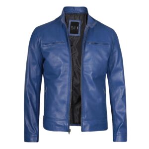 Wilson's Slim Fit Men’s Blue Leather Jacket