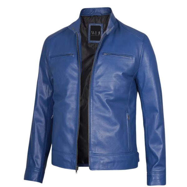 Wilson's Slim Fit Men’s Blue Leather Jacket - Image 2