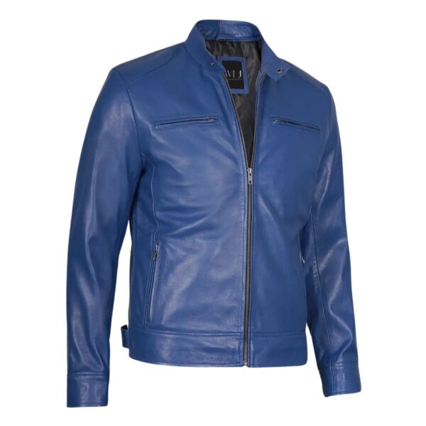 Wilson's Slim Fit Men’s Blue Leather Jacket - Image 3