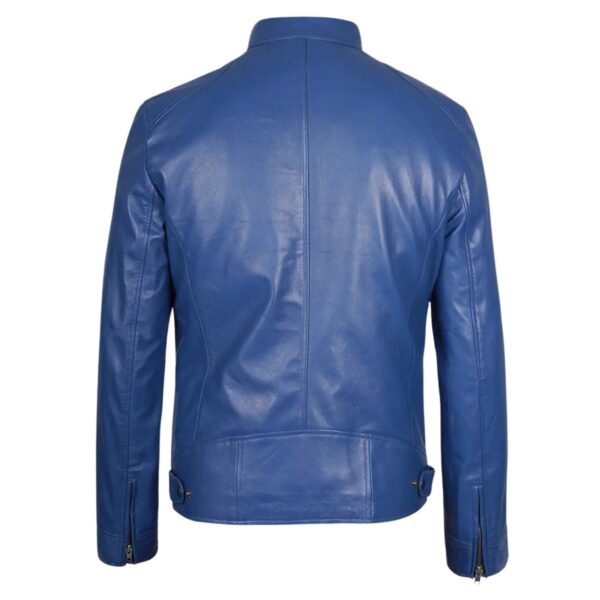 Wilson's Slim Fit Men’s Blue Leather Jacket - Image 4
