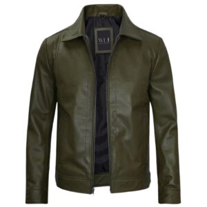 Men's Olive Green Leather Jacket