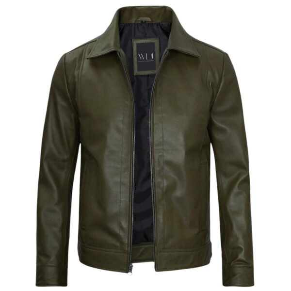 Men's Olive Green Leather Jacket
