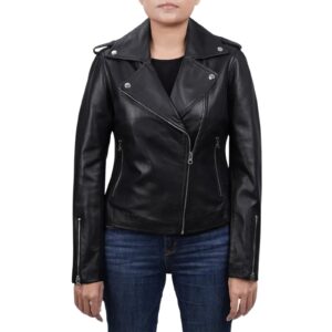 Ladies Leather Motorcycle Fashion Jacket