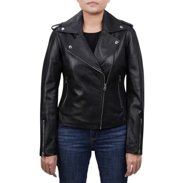 Ladies Leather Motorcycle Fashion Jacket