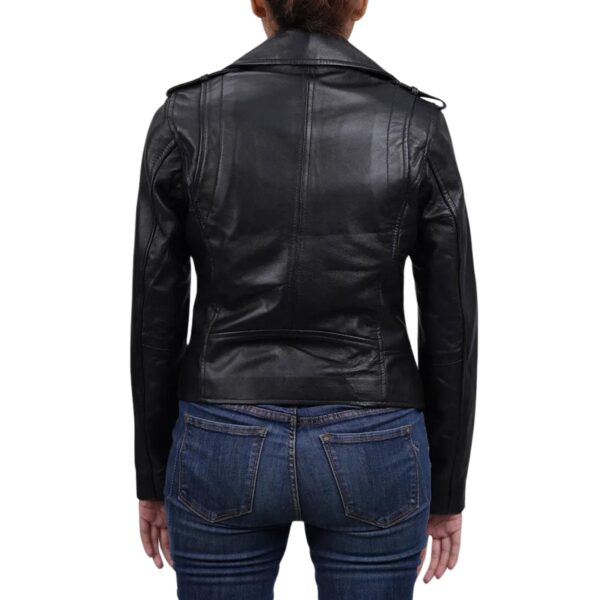 Ladies Leather Motorcycle Fashion Jacket - Image 4