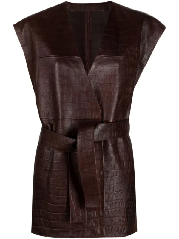 Wilson's Brown Belted Leather Vest - Image 2