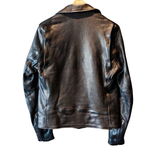Cow-Hide Motorcycle Jacket - Black - Image 4