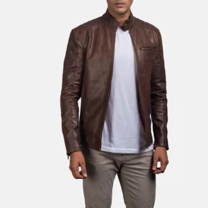 Wilson's Classic Brown Leather Biker Jacket