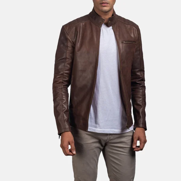 Wilson's Classic Brown Leather Biker Jacket