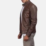 Wilson's Classic Brown Leather Biker Jacket - Image 4
