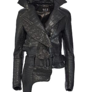 Belted Crocodile Leather Jacket By Wilson