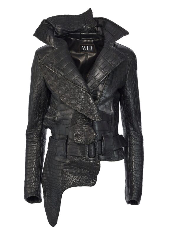 Belted Crocodile Leather Jacket By Wilson