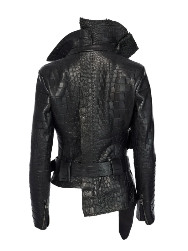 Belted Crocodile Leather Jacket By Wilson - Image 4