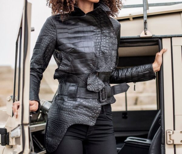 Belted Crocodile Leather Jacket By Wilson - Image 2
