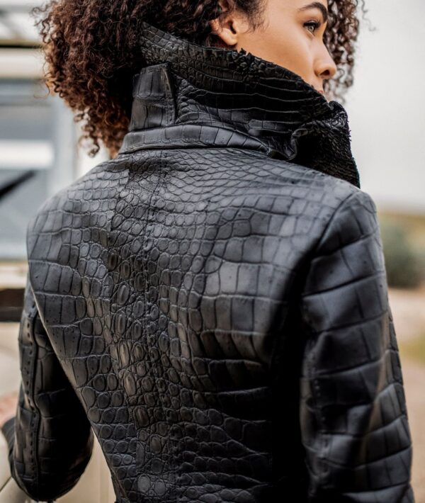 Belted Crocodile Leather Jacket By Wilson - Image 3