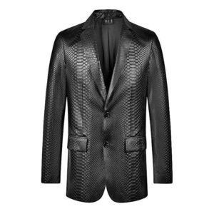 Men’s Black Crocodile Leather Blazer