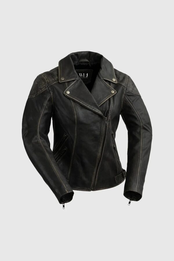 WOMEN’S BIKER DISTRESSED LEATHER JACKET